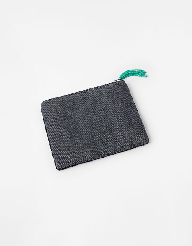 Beaded Spot Pouch Bag, Blue (NAVY), large