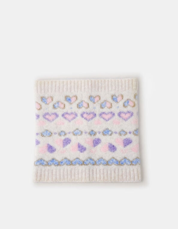 Girls Heart Fair Isle Snood, Multi (PASTEL MULTI), large