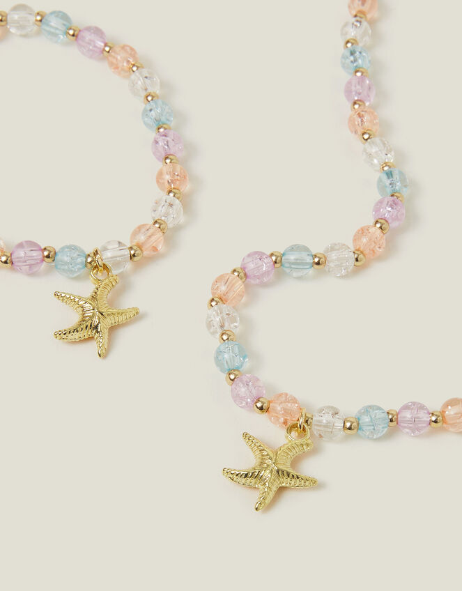 Girls Beaded Star Fish Necklace and Bracelet Set, , large