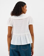 Floral Embroidered Collar Blouse, Ivory (IVORY), large