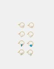 4-Pack 14ct Gold-Plated Semi-Precious Hoop Earrings, , large