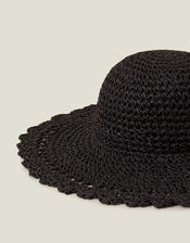 Scallop Floppy Straw Sun Hat, , large