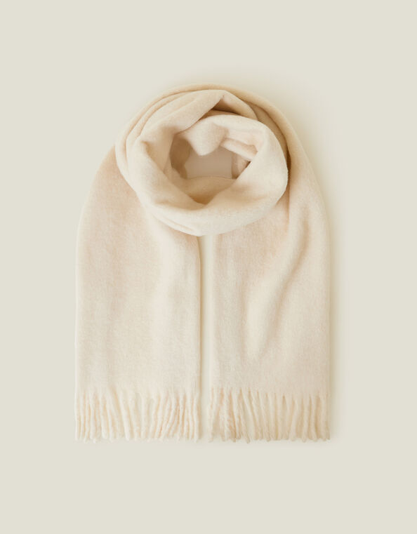 Plain Tassel Scarf, Natural (NATURAL), large