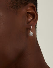 Sterling Silver-Plated Shell Hoops, , large