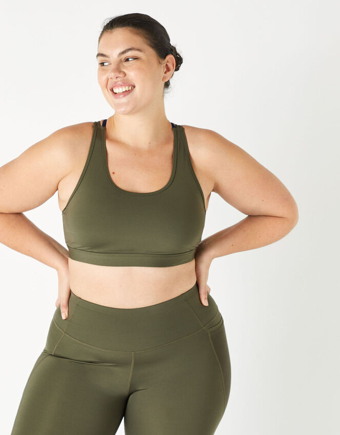 Multi-Strap Yoga Crop Top, Green (KHAKI), large