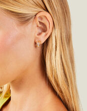 14ct Gold-Plated Sparkle Stone Hoop Earrings, , large