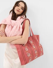 Floral Embroidered Shopper Bag, , large