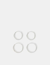 Sterling Silver Plain Mini Hoops Set of Two, , large