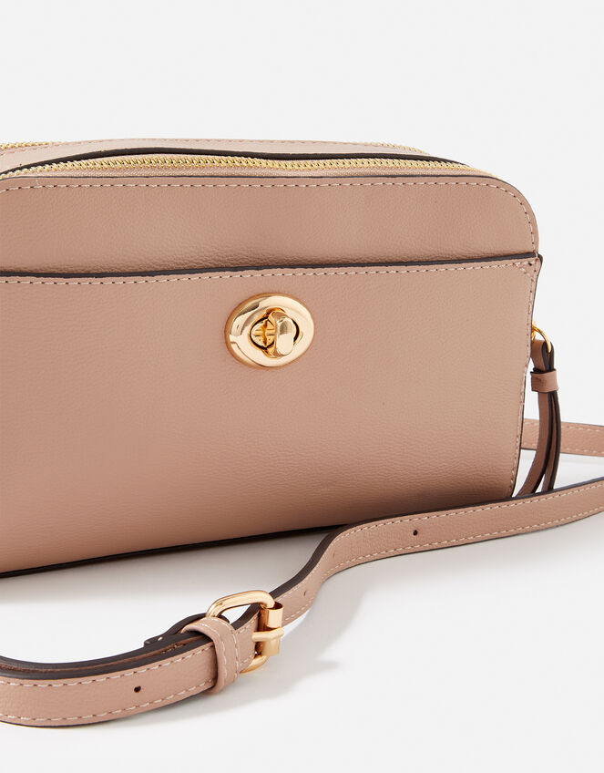 Leona Lock Cross-Body Bag, Nude (NUDE), large