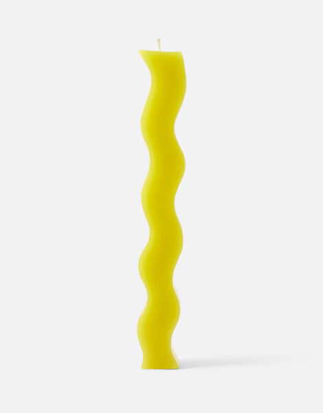Handmade Wavy Pillar Candle Yellow, Yellow (YELLOW), large