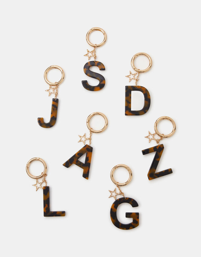 Tort Initial Bag Charm, Brown (TORT), large