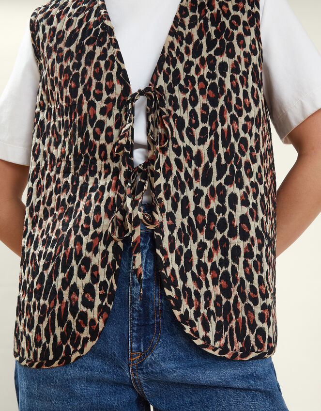 Leopard Print Quilted Waistcoat, Leopard (LEOPARD), large