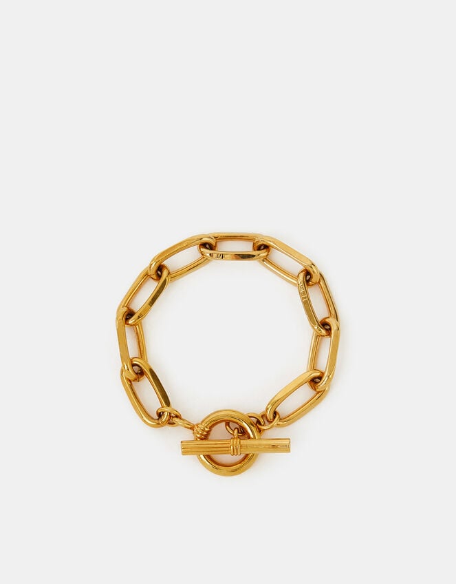 14ct Gold-Plated Chunky T-Bar Chain Bracelet, , large