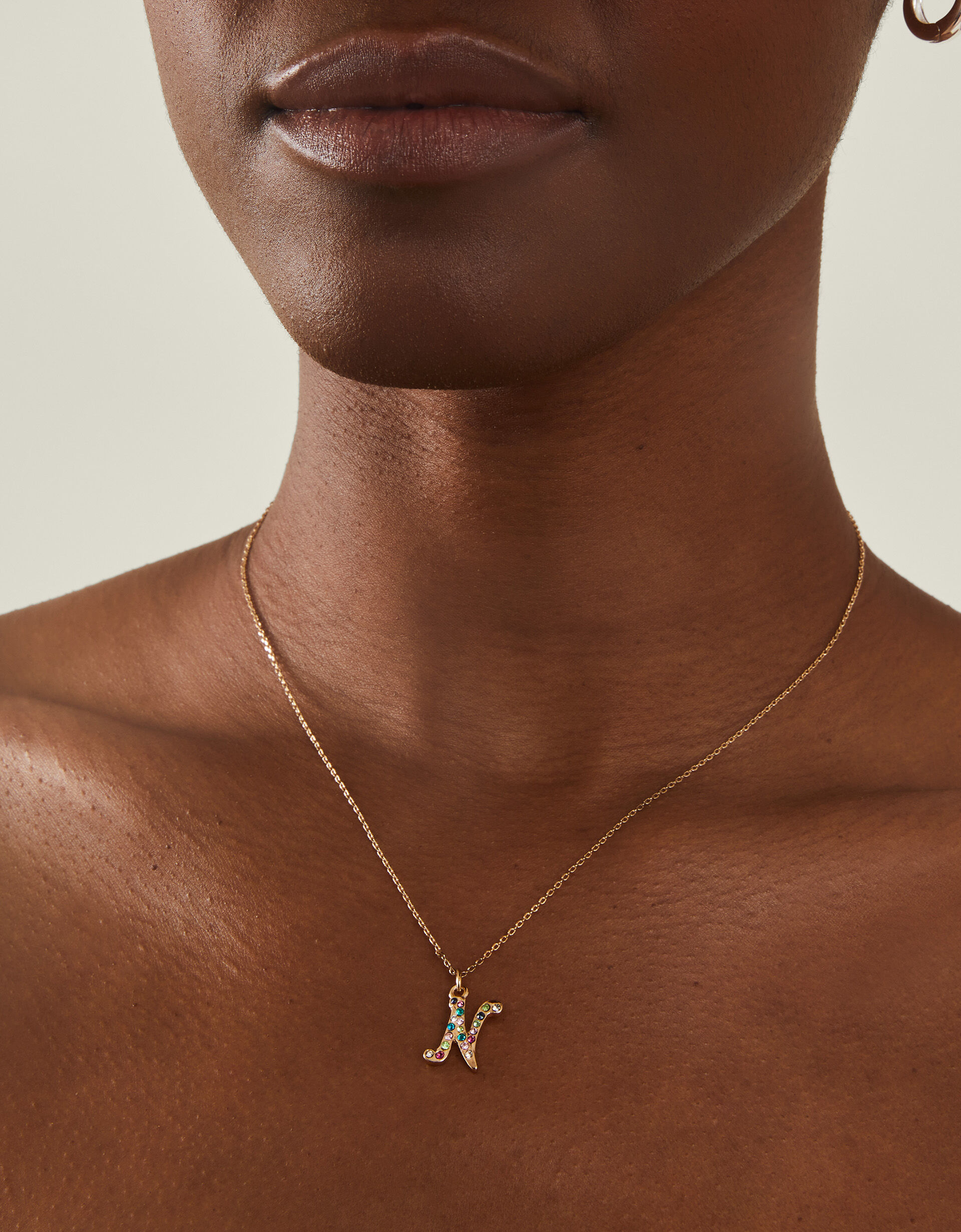 Gemstone initial necklace sales