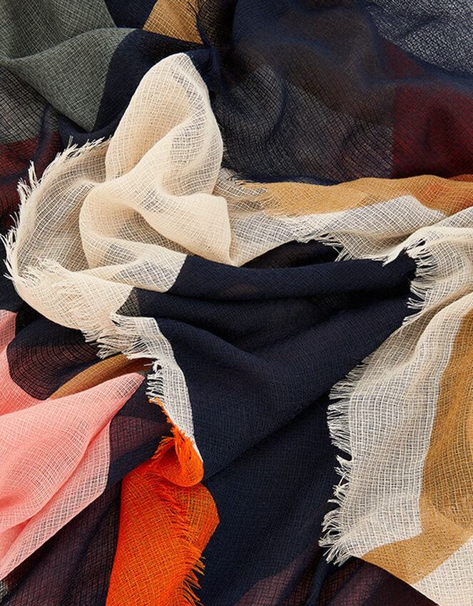 Kita Colourful Geometric Scarf in Recycled Polyester, , large