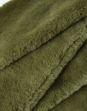 Faux Fur Stole Scarf, Green (KHAKI), large