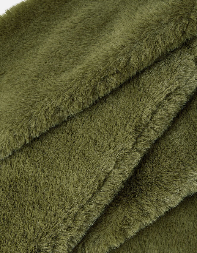 Faux Fur Stole Scarf, Green (KHAKI), large
