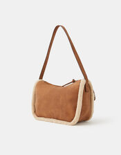 Faux Shearling Pocket Shoulder Bag, , large