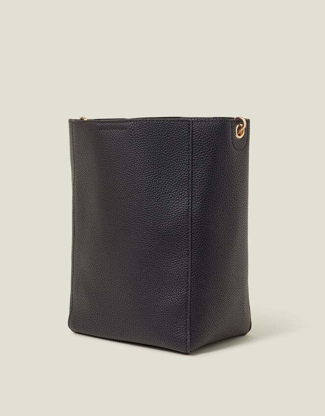 Faux Leather Bucket Bag, Black (BLACK), large