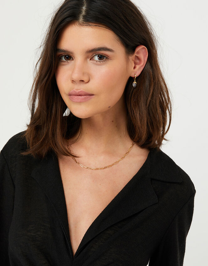Rose Gold-Plated Paperclip Chain Necklace, , large