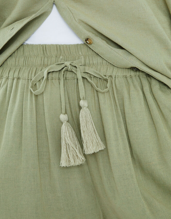 Wide Leg Beach Trousers, Green (KHAKI), large