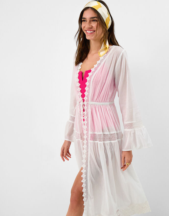 Lace Midi Kaftan, White (WHITE), large