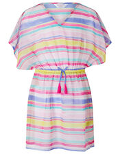 Stripe Chiffon Kaftan Dress, Multi (BRIGHTS-MULTI), large