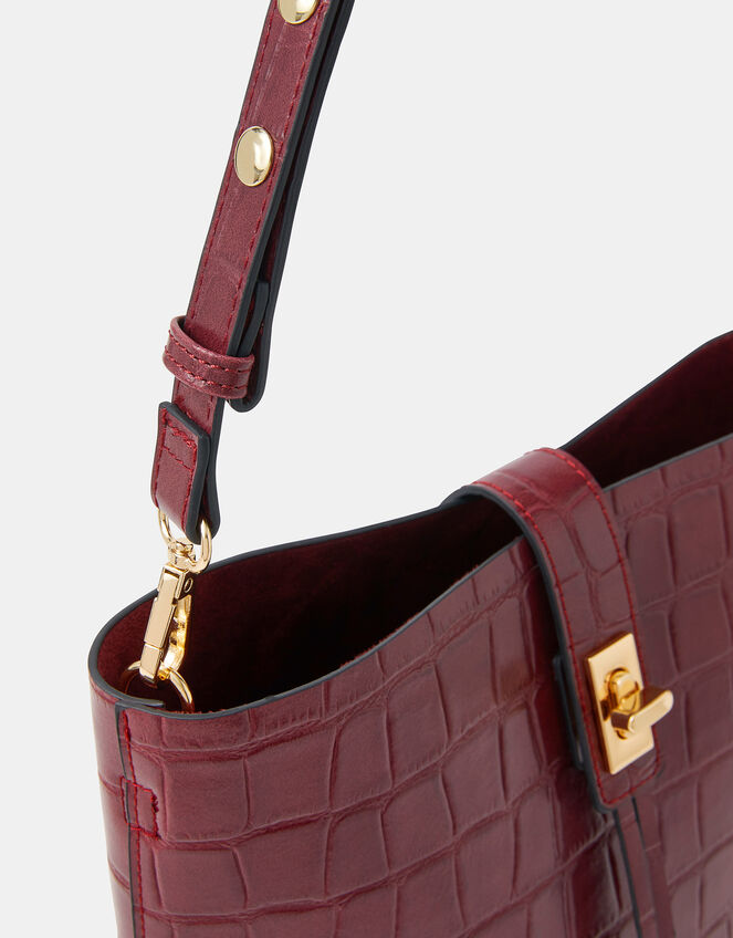Faux Croc Bucket Bag, , large