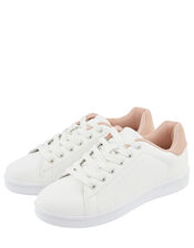 Contrast Back Panel Trainers, White (WHITE), large