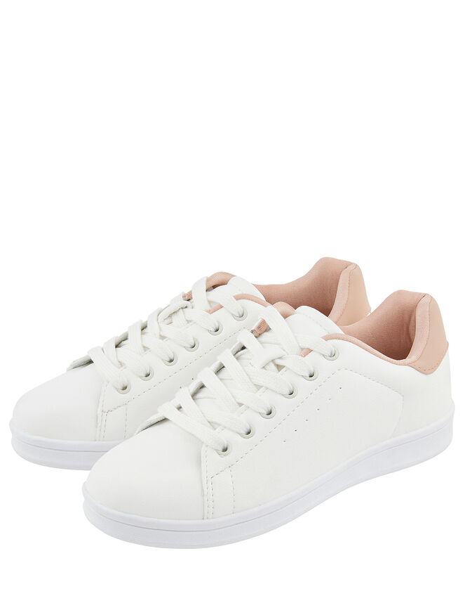 Contrast Back Panel Trainers, White (WHITE), large