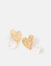 Heart Pearl Drop Earrings, , large