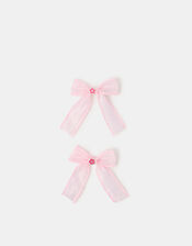 2-Pack Girls Mini Flower Bow Hair Clips, , large