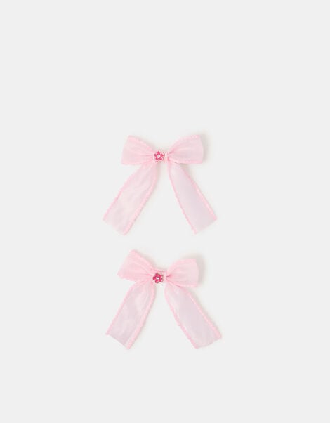 2-Pack Girls Mini Flower Bow Hair Clips, , large