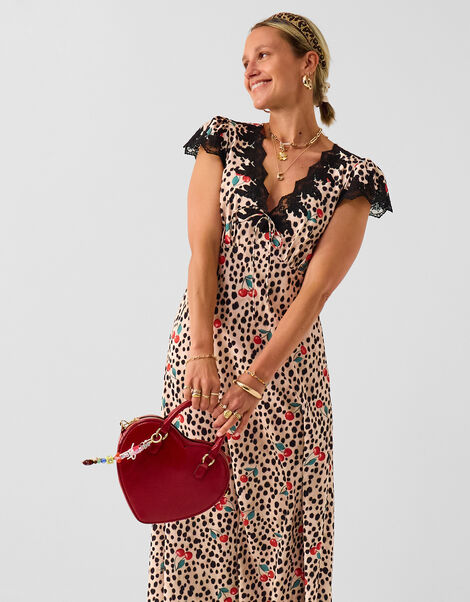 Animal Cherry Print Midi Dress, Multi (MULTI), large