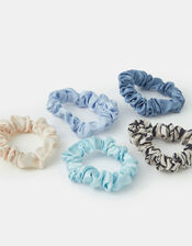5-Pack Skinny Satin Hair Scrunchies, , large
