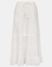 Tiered Maxi Skirt, White (WHITE), large