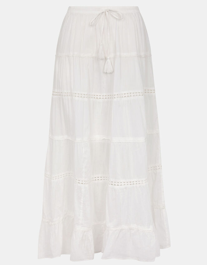 Tiered Maxi Skirt, White (WHITE), large