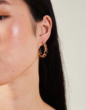Eclectic Stone Hoop Earrings, , large