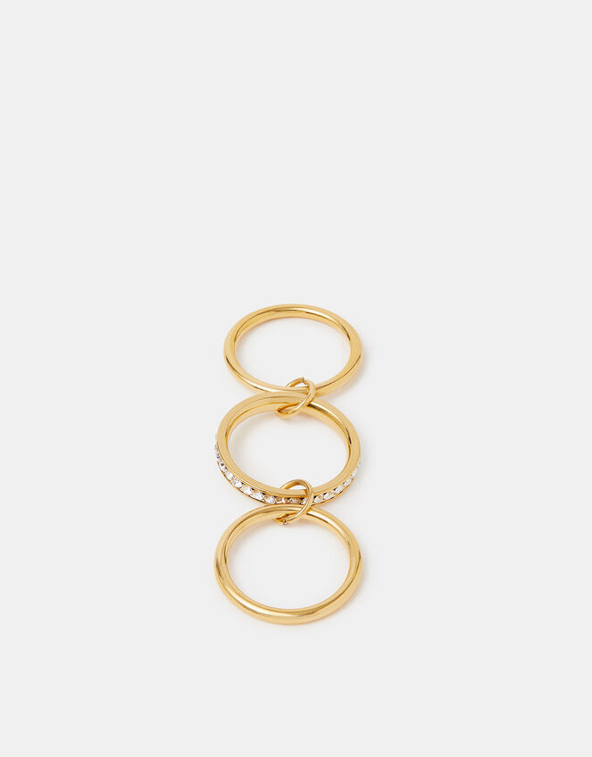 Stainless Steel Linked Stacking Trio Ring, Gold (GOLD), large