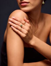 14ct Gold-Plated Aventurine Ring, Gold (GOLD), large