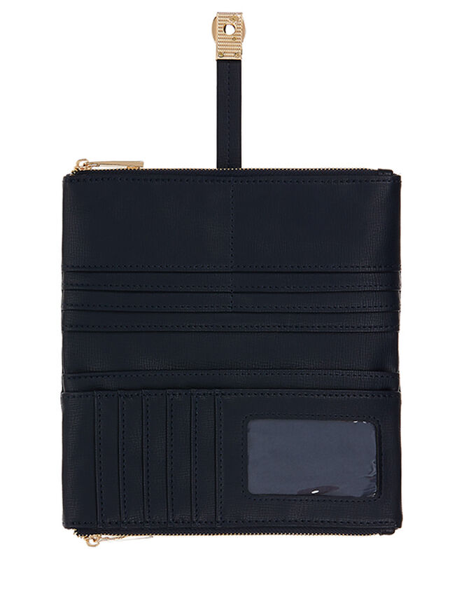 Push-Lock Faux Leather Wallet, Blue (NAVY), large