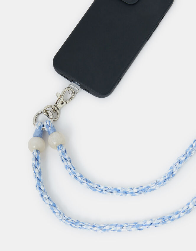 Gingham Twisted Wrist Phone Strap, , large