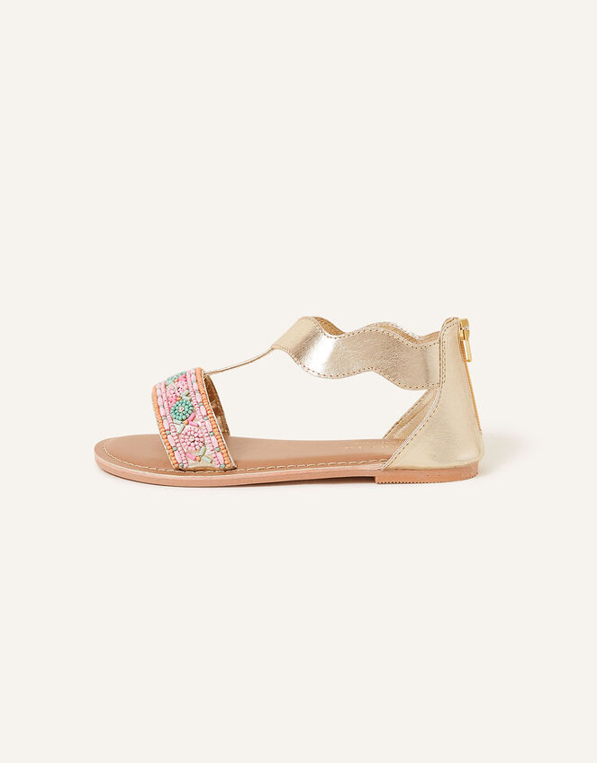 Girls Beaded Sandals, Multi (BRIGHTS-MULTI), large