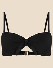 Bunny Tie Bandeau Bikini Top, Black (BLACK), large