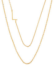 Gold-Plated Double Chain Initial Necklace - L, , large