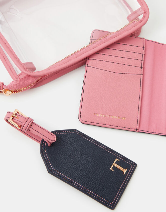 Initial Passport Holder & Luggage Tag, Blue (NAVY), large