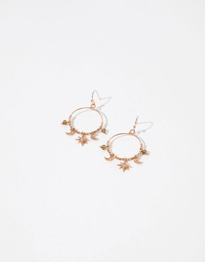 Sparkle Star and Moon Hoop Earrings, , large