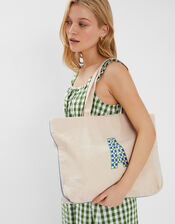 Initial Embroidered Tote Bag, Blue (BLUE), large