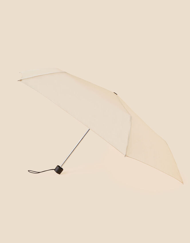 Plain Umbrella in Recycled Polyester, Camel (BEIGE), large