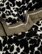 Monochrome Leopard Blanket Scarf, , large
